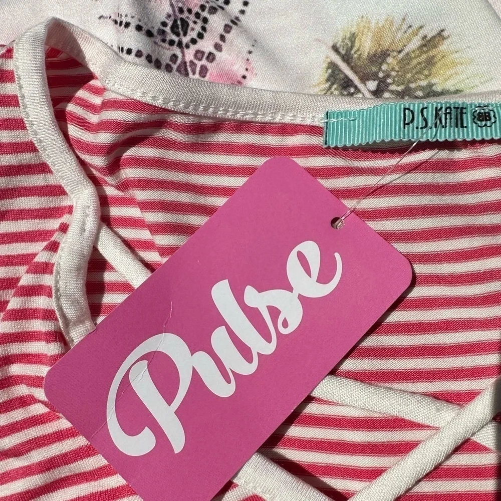 Striped & Aztec Feather Criss Cross Tank-‎ Pink - Picture 4 of 6